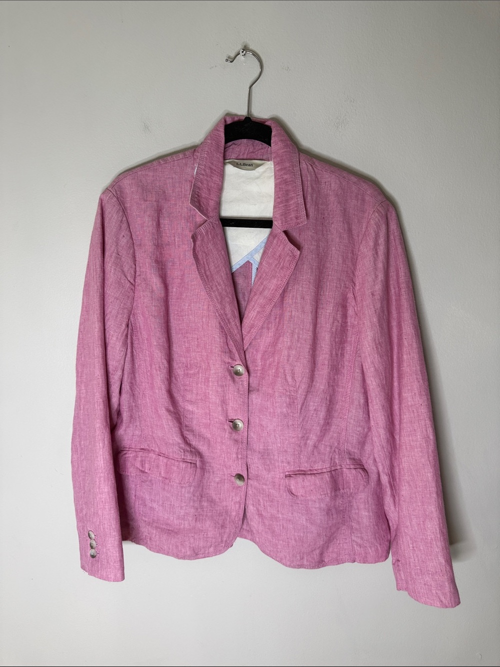 L.L. Bean Pink Linen-Blend Women's Blazer Size Large